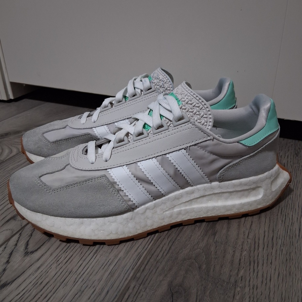 Adidas Retropy E5 Womens Grey White Mint Green Boost Sneakers H03083 Sz 9